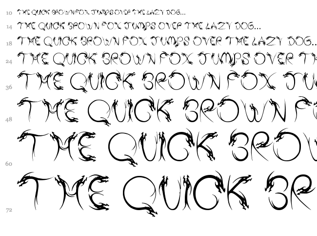Tribal Dragon font waterfall